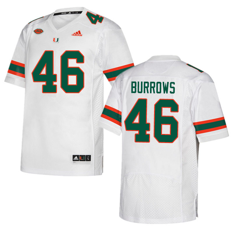 Adidas Miami Hurricanes #46 Suleman Burrows College Football Jerseys Sale-White
